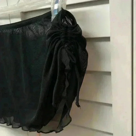 Black Mesh CoverUp Skirt with Drawstring - Size S - Picture 2 of 3